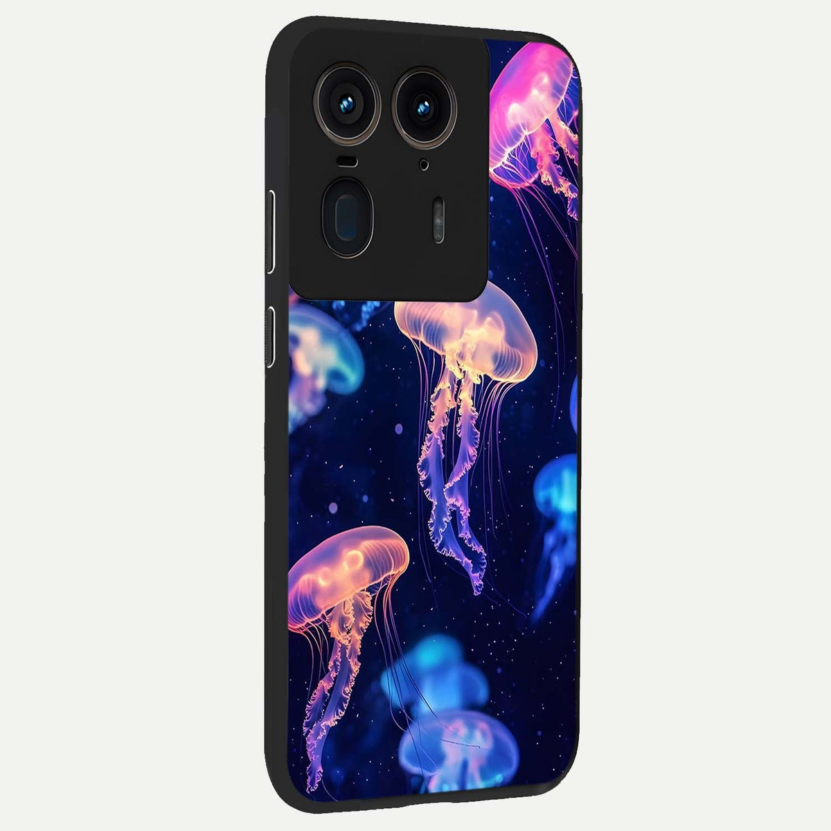  Jellyfish Pattern back cover For Moto Edge 50 Ultra slim fit glass case with vibrant aesthetic design