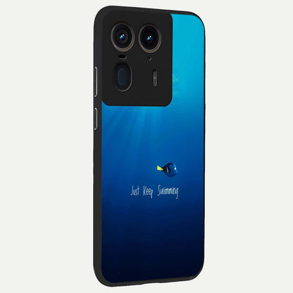 Just Keep Swimming back cover For Moto Edge 50 Ultra slim fit glass case with vibrant aesthetic design