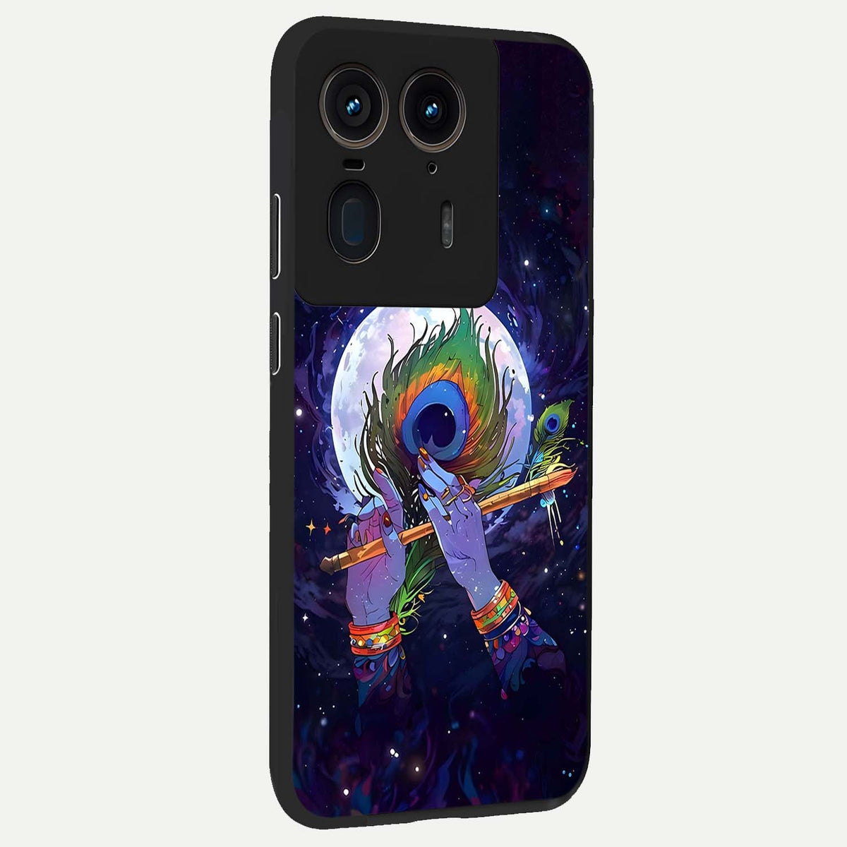  Krishna Hands Art back cover For Moto Edge 50 Ultra slim fit glass case with vibrant aesthetic design