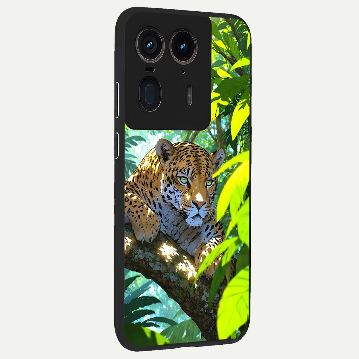  Leopard in Jungle back cover For Moto Edge 50 Ultra slim fit glass case with vibrant aesthetic design