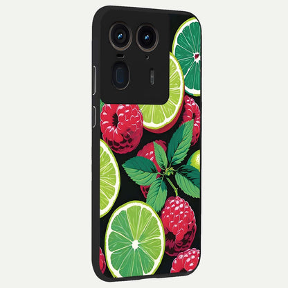  Lime and Raspberry Pattern back cover For Moto Edge 50 Ultra slim fit glass case with vibrant aesthetic design