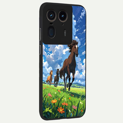  Majestic Horses Galloping back cover For Moto Edge 50 Ultra slim fit glass case with vibrant aesthetic design