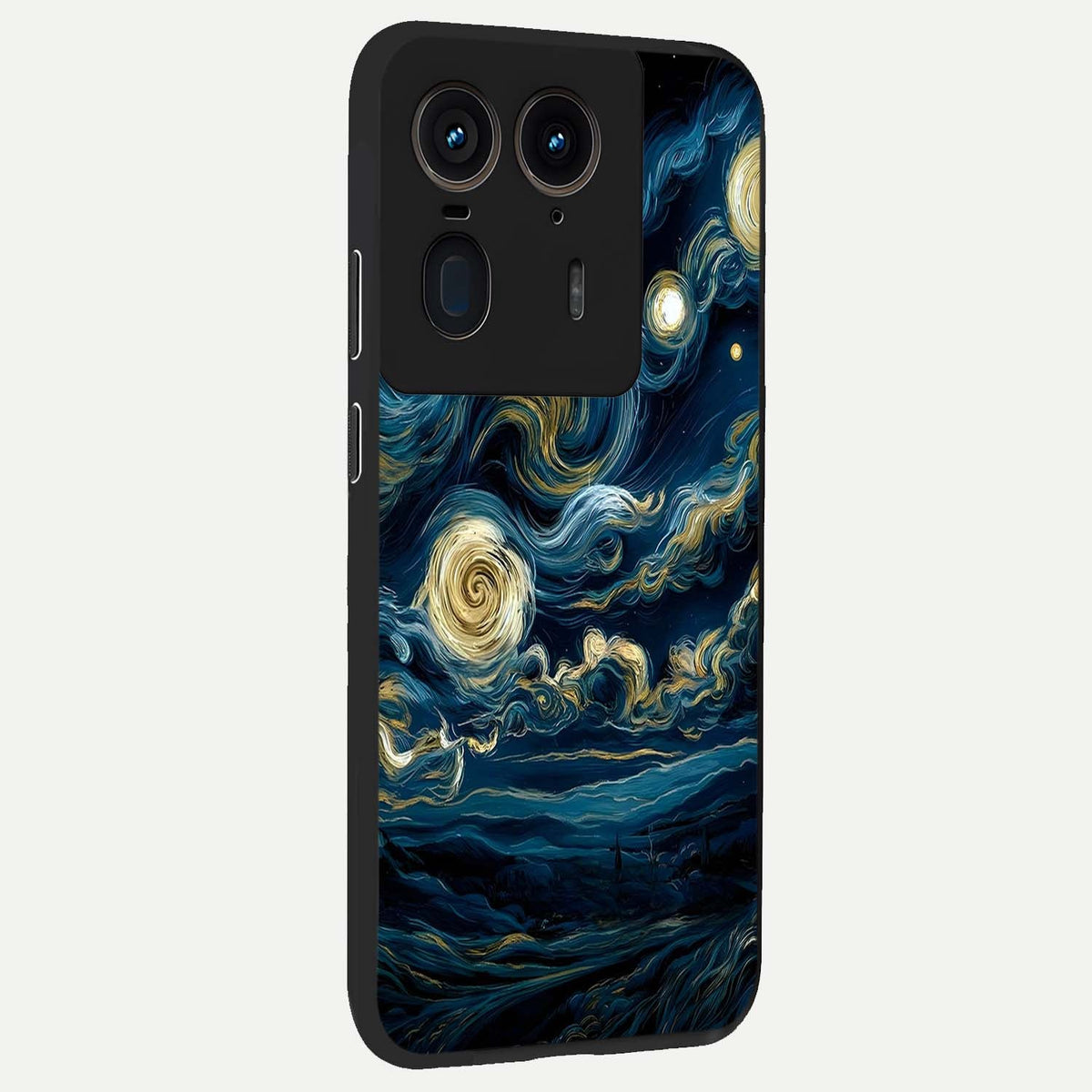  Midnight Sky Whirl back cover For Moto Edge 50 Ultra slim fit glass case with vibrant aesthetic design
