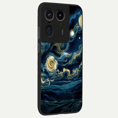  Midnight Sky Whirl back cover For Moto Edge 50 Ultra slim fit glass case with vibrant aesthetic design