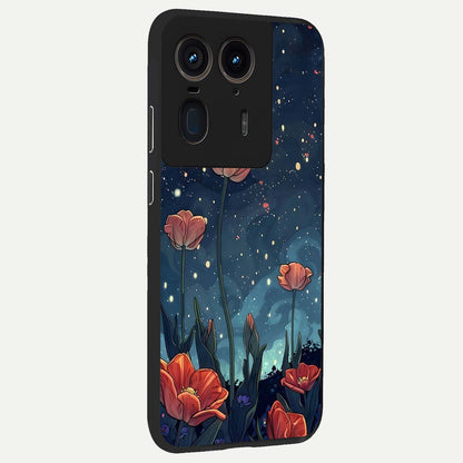  Midnight Tulip Glow back cover For Moto Edge 50 Ultra slim fit glass case with vibrant aesthetic design