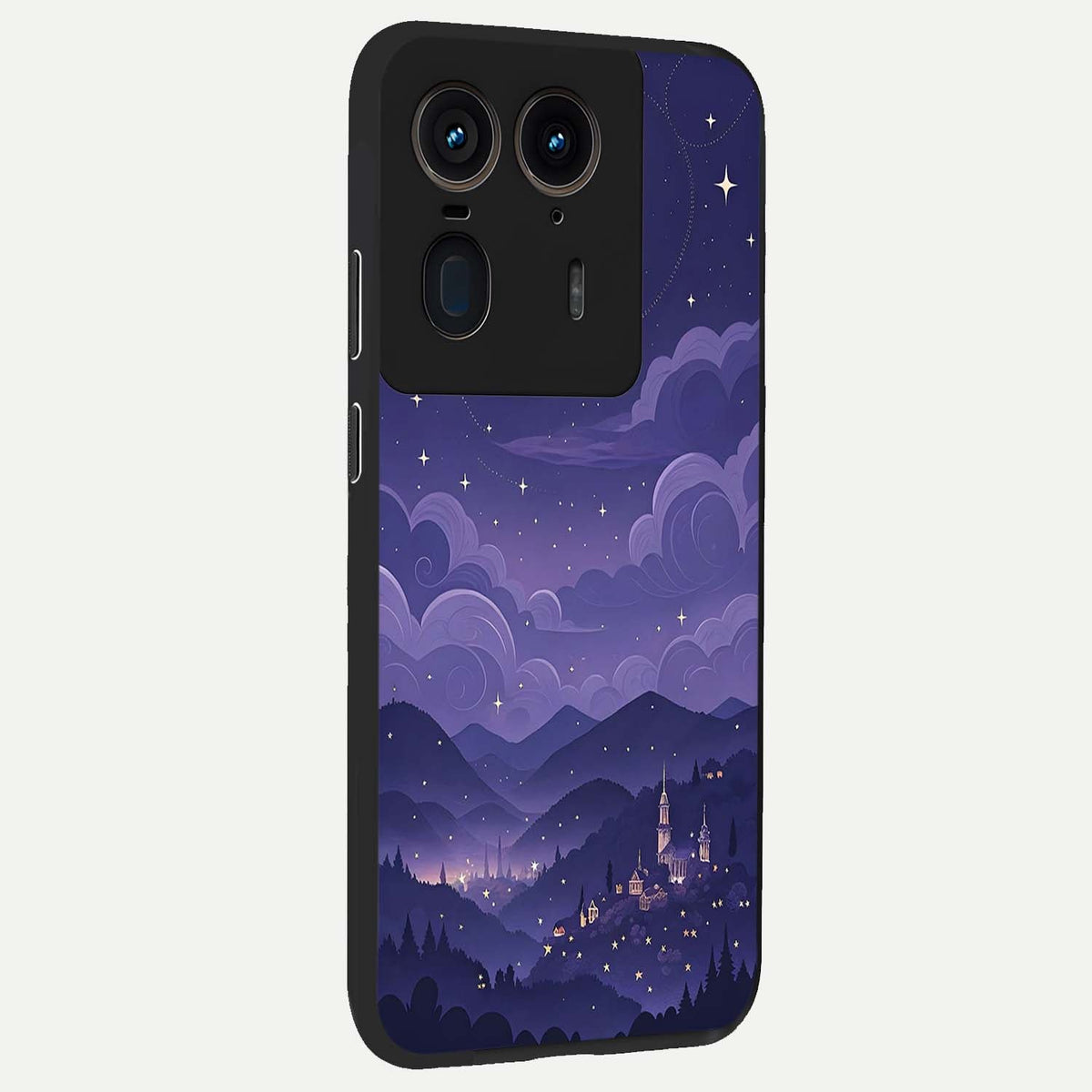  Minimal Night View back cover For Moto Edge 50 Ultra slim fit glass case with vibrant aesthetic design