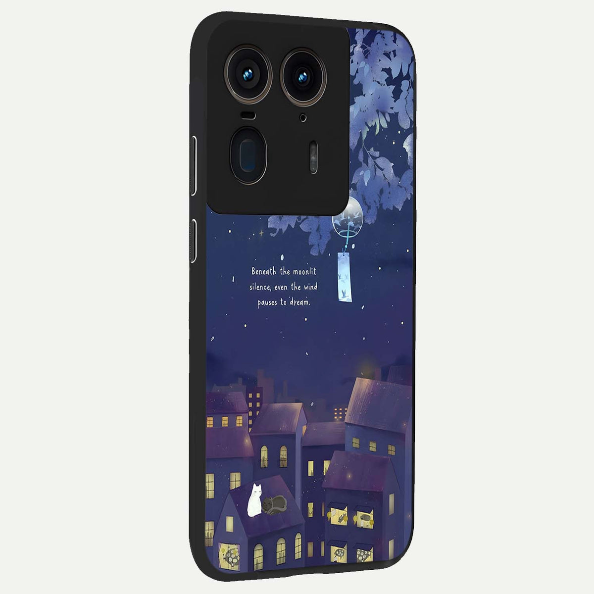  Moonlit Cat Silence back cover For Moto Edge 50 Ultra slim fit glass case with vibrant aesthetic design