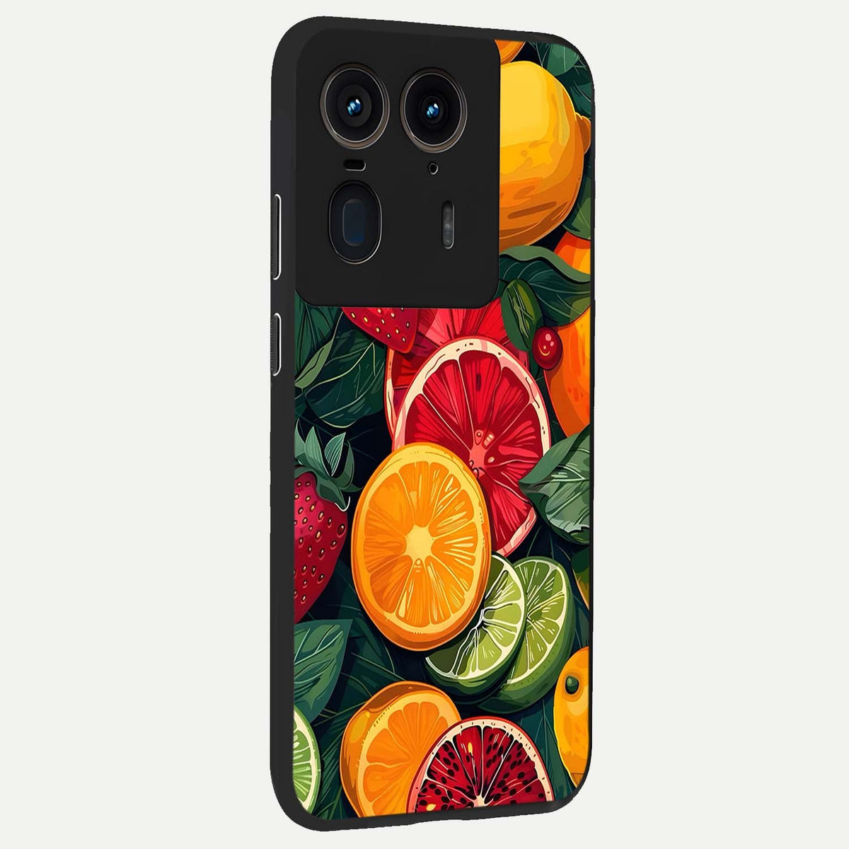  Multiple Fruits back cover For Moto Edge 50 Ultra slim fit glass case with vibrant aesthetic design