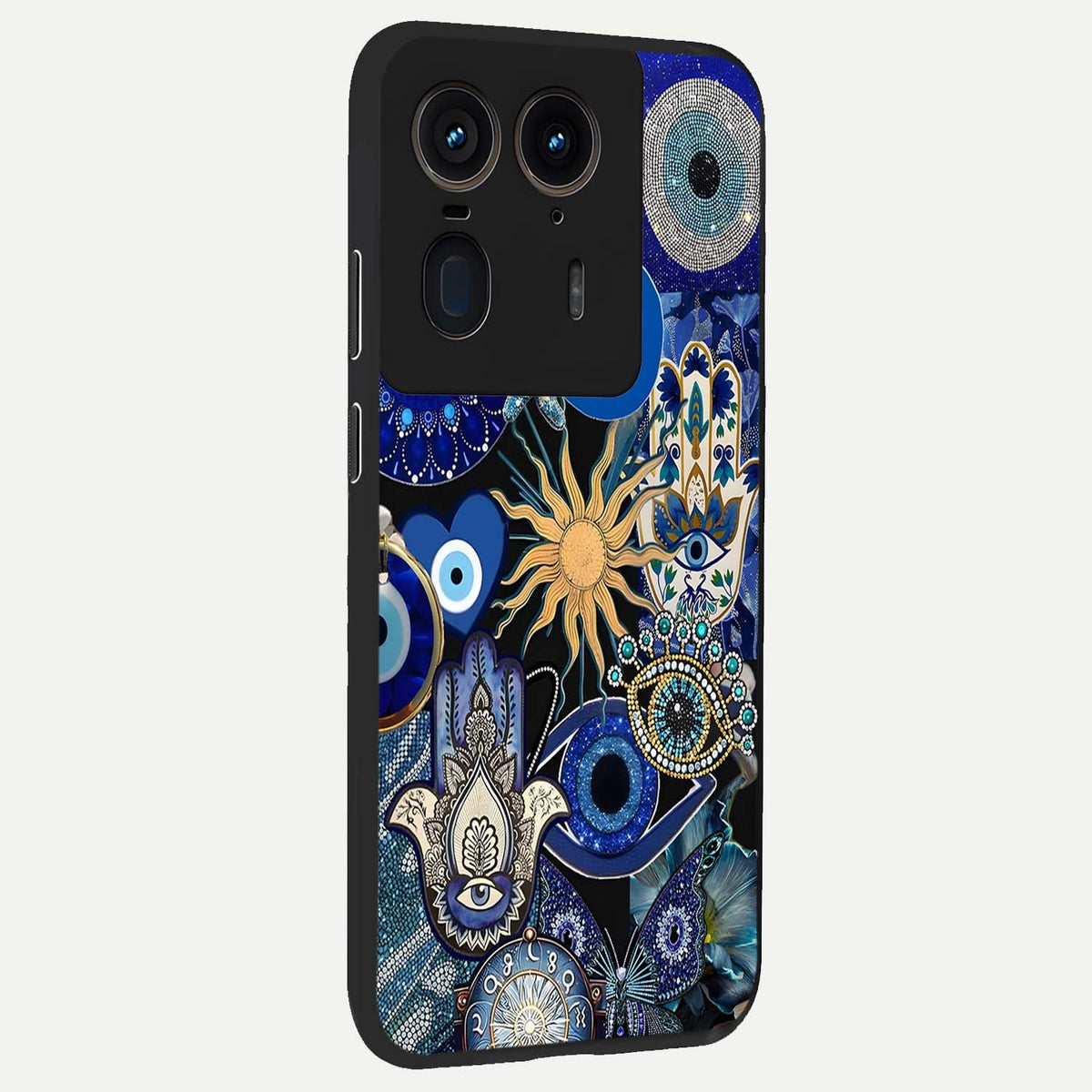  Mystic Blue Evil Eye back cover For Moto Edge 50 Ultra slim fit glass case with vibrant aesthetic design