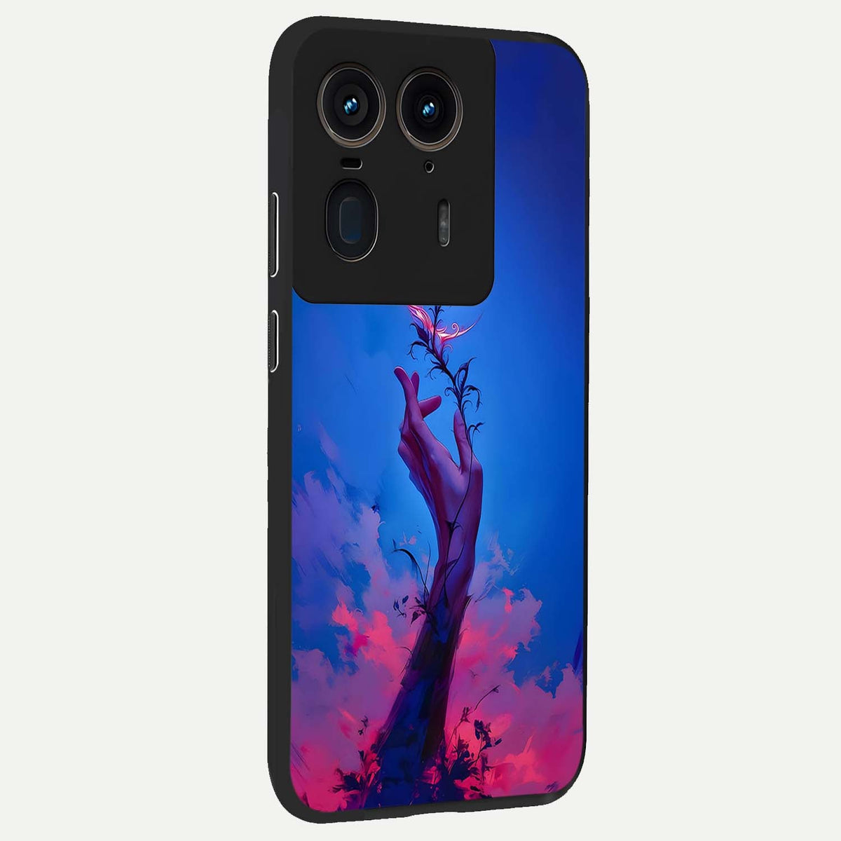  Mystic Hand back cover For Moto Edge 50 Ultra slim fit glass case with vibrant aesthetic design