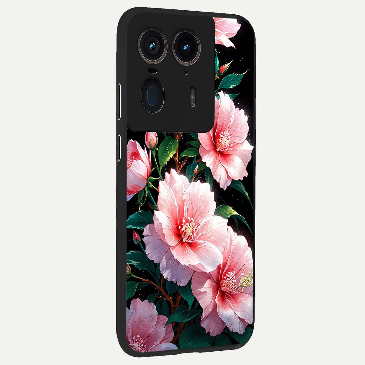  Peach Flower back cover For Moto Edge 50 Ultra slim fit glass case with vibrant aesthetic design