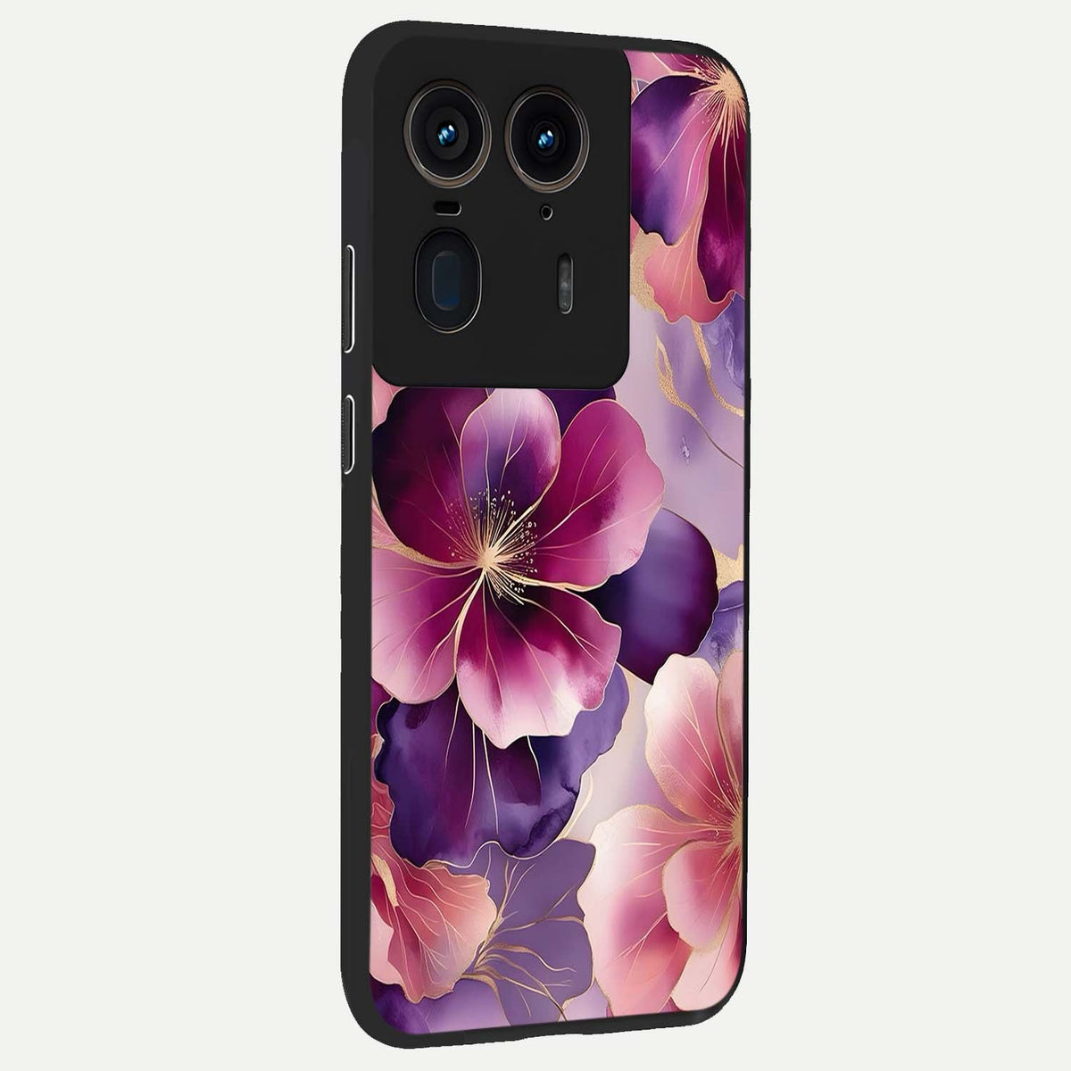  Pink Bouquet Florals back cover For Moto Edge 50 Ultra slim fit glass case with vibrant aesthetic design