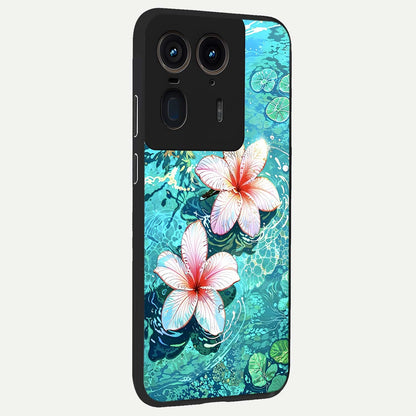  Pink Flowers in Water back cover For Moto Edge 50 Ultra slim fit glass case with vibrant aesthetic design