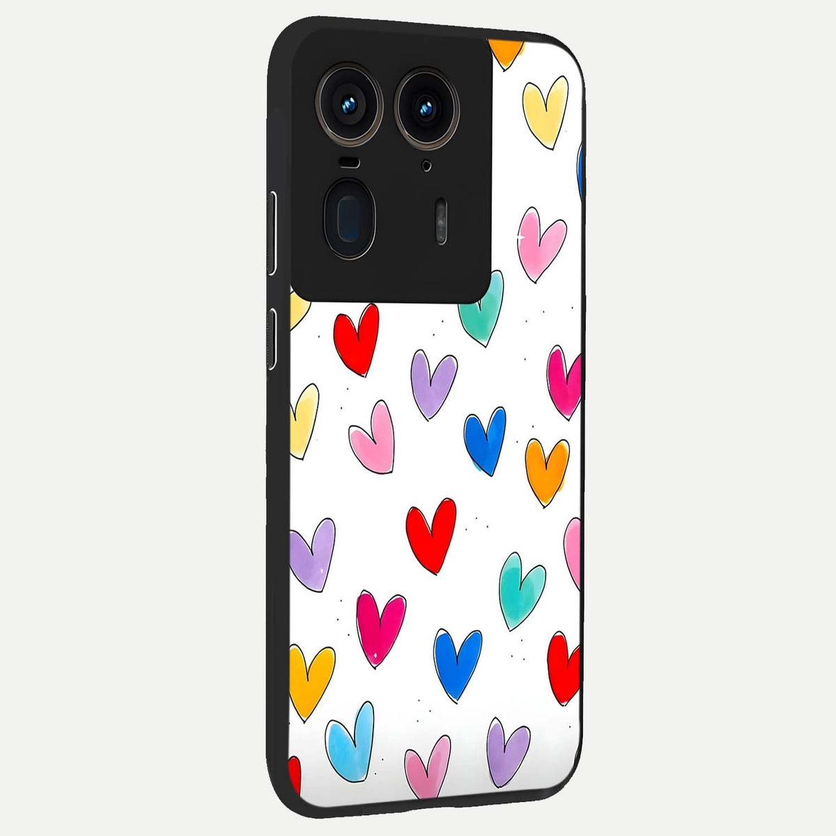  Playful Love Doodles back cover For Moto Edge 50 Ultra slim fit glass case with vibrant aesthetic design