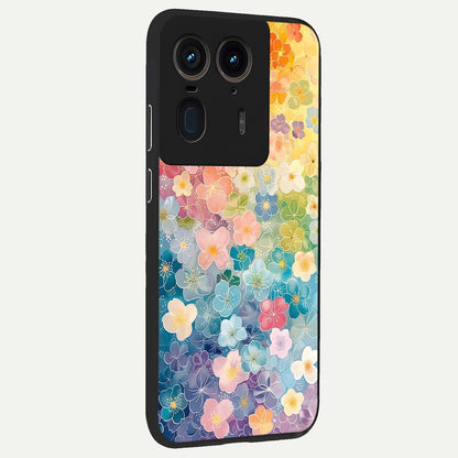  Rainbow Blossom Burst back cover For Moto Edge 50 Ultra slim fit glass case with vibrant aesthetic design