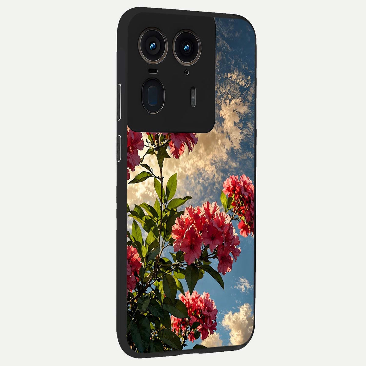  Red Bloom Skies back cover For Moto Edge 50 Ultra slim fit glass case with vibrant aesthetic design