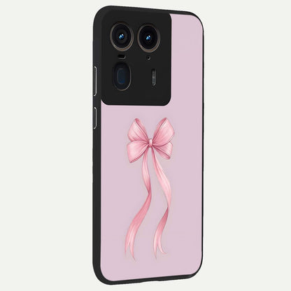  Soft Blush Bow back cover For Moto Edge 50 Ultra slim fit glass case with vibrant aesthetic design