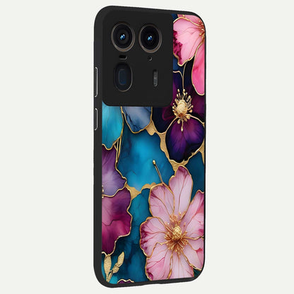  Sparkle Floral back cover For Moto Edge 50 Ultra slim fit glass case with vibrant aesthetic design
