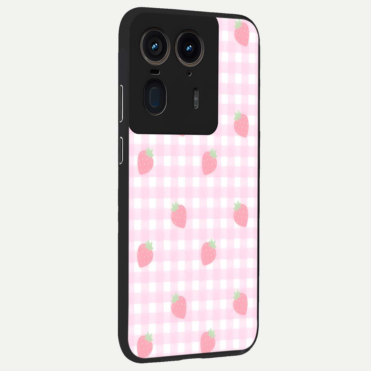  Strawberry Picnic Love back cover For Moto Edge 50 Ultra slim fit glass case with vibrant aesthetic design