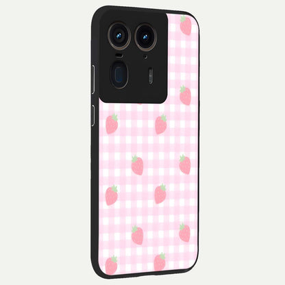  Strawberry Picnic Love back cover For Moto Edge 50 Ultra slim fit glass case with vibrant aesthetic design