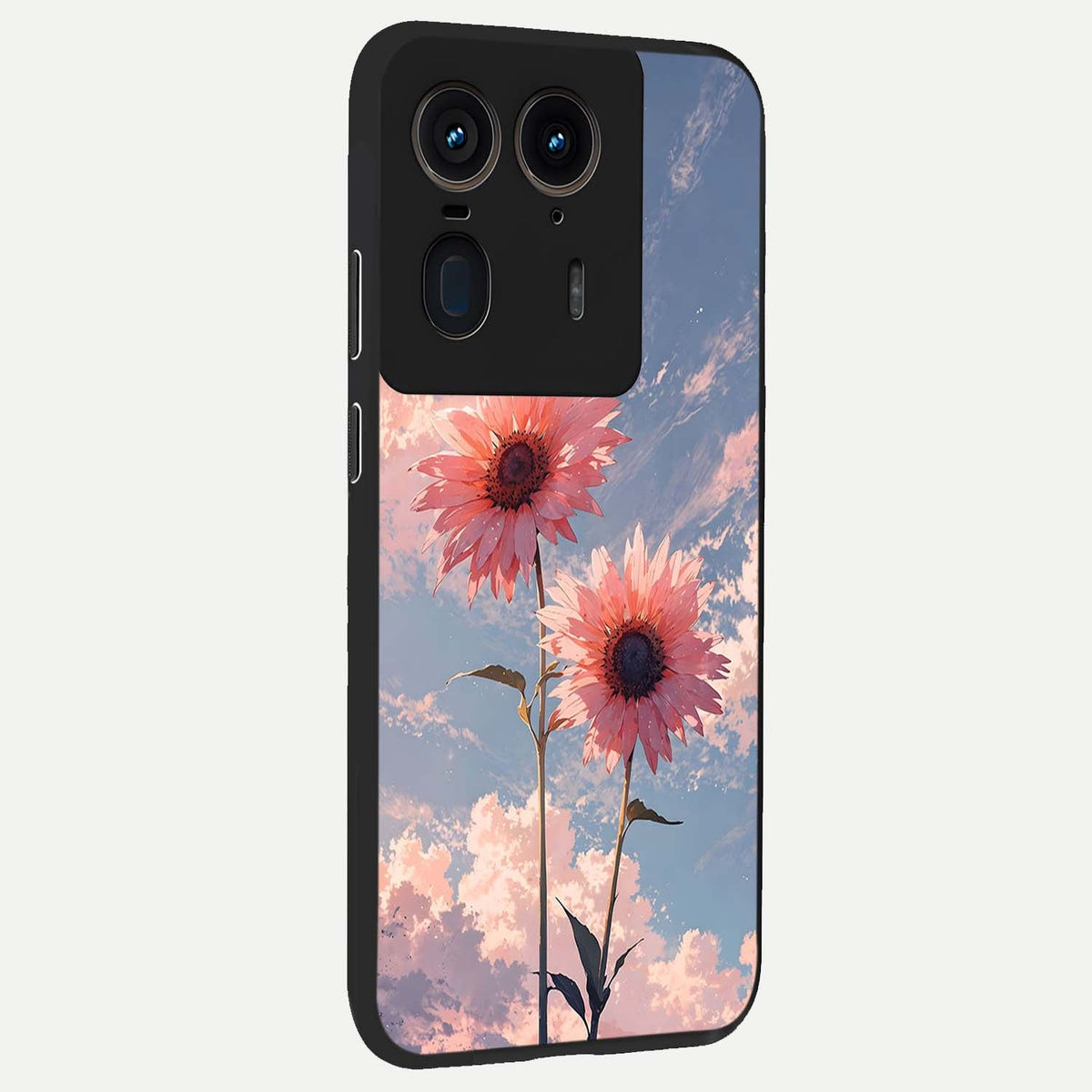  Sun Moon Balance back cover For Moto Edge 50 Ultra slim fit glass case with vibrant aesthetic design