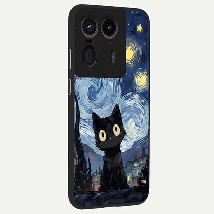  Van Gogh Cat back cover For Moto Edge 50 Ultra slim fit glass case with vibrant aesthetic design