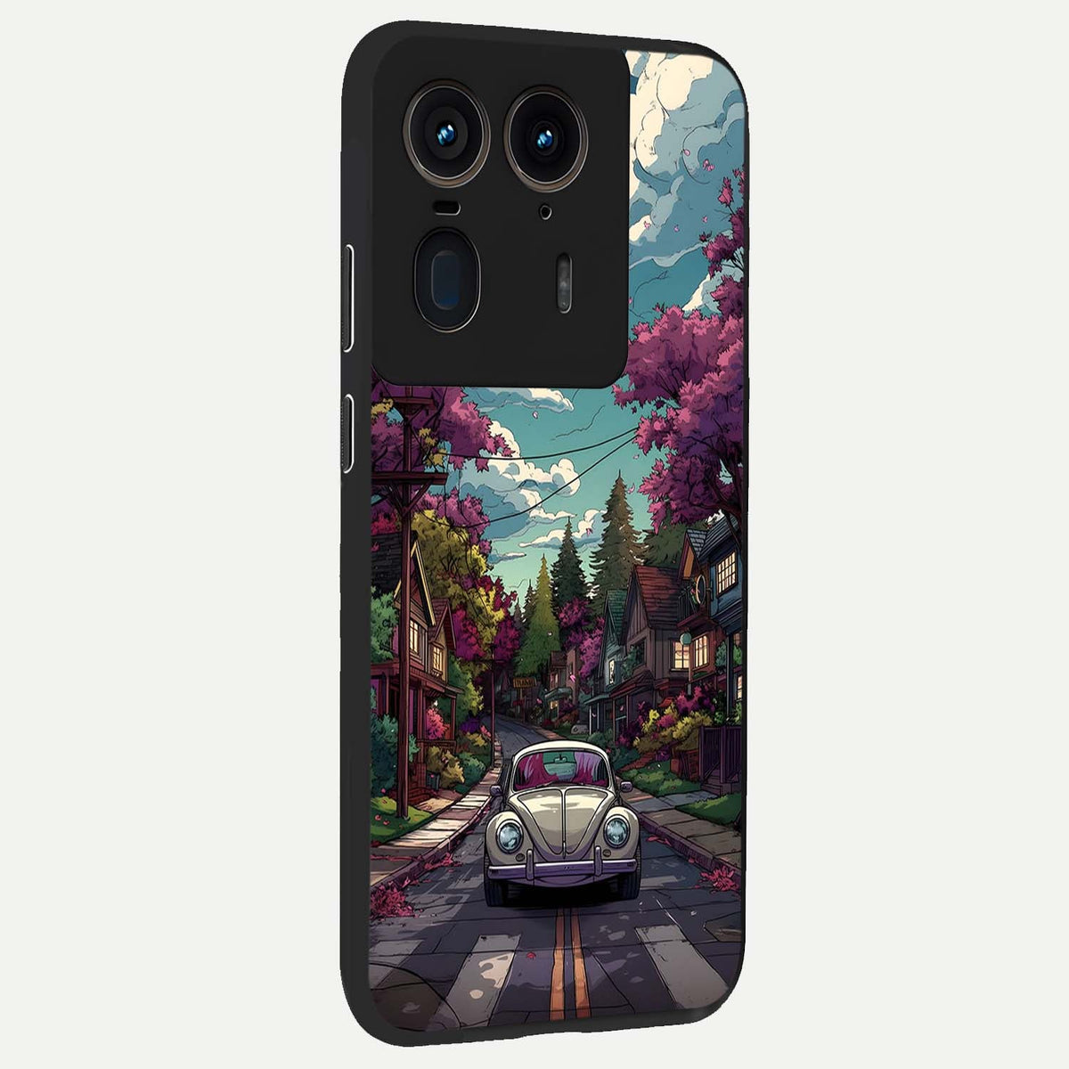  Vintage Street Drive back cover For Moto Edge 50 Ultra slim fit glass case with vibrant aesthetic design