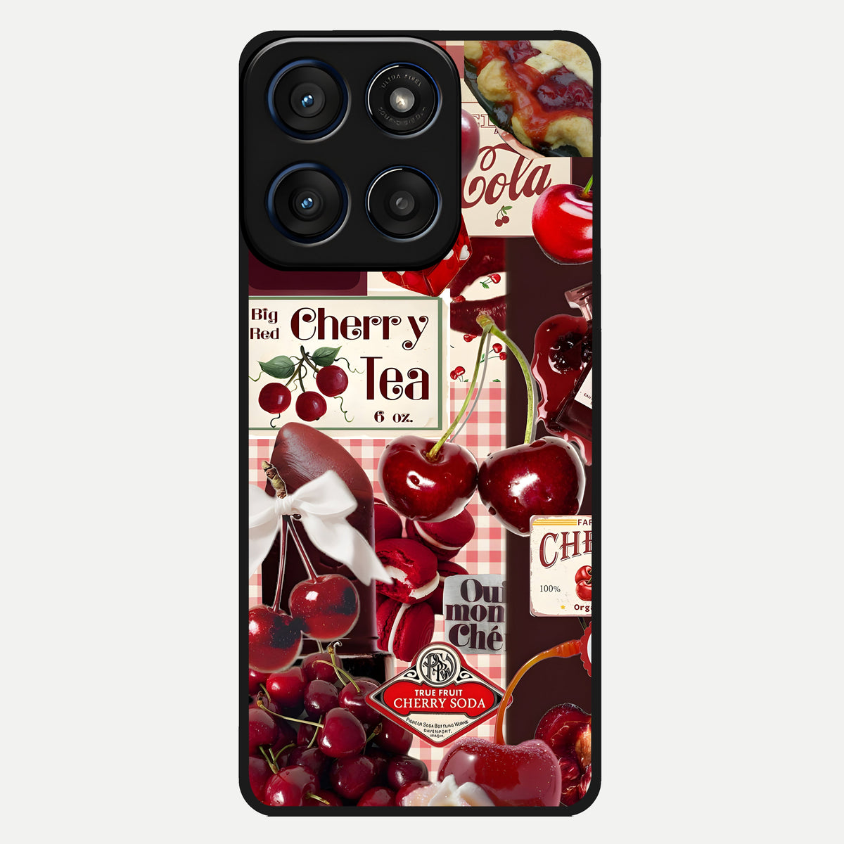  Aesthetic Cherry Tea Glass Case For Moto Edge 60 back cover – full design glossy printed glass finish