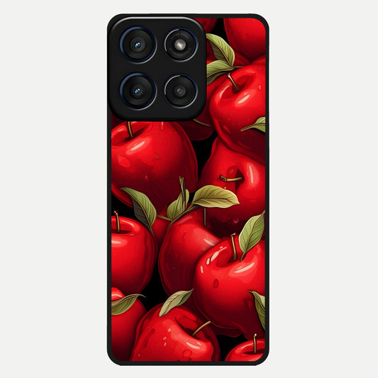  Apple Pattern Glass Case For Moto Edge 60 back cover – full design glossy printed glass finish