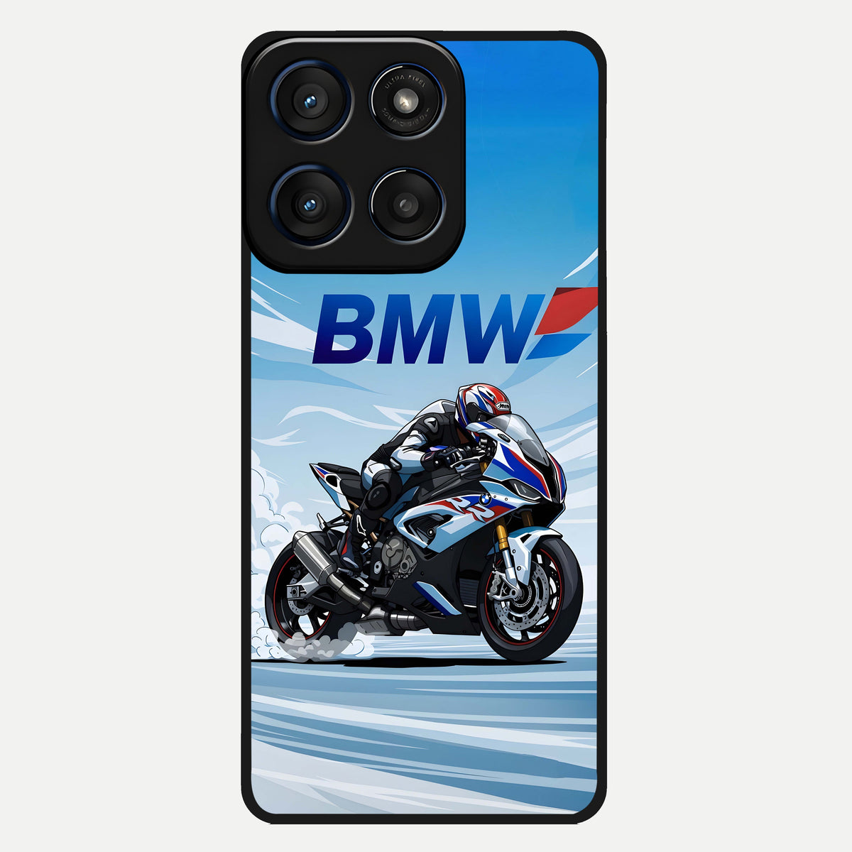  BMW Power Drift Glass Case For Moto Edge 60 back cover – full design glossy printed glass finish