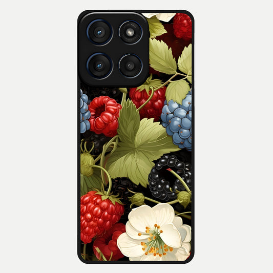  Berry Bloom Charm Glass Case For Moto Edge 60 back cover – full design glossy printed glass finish