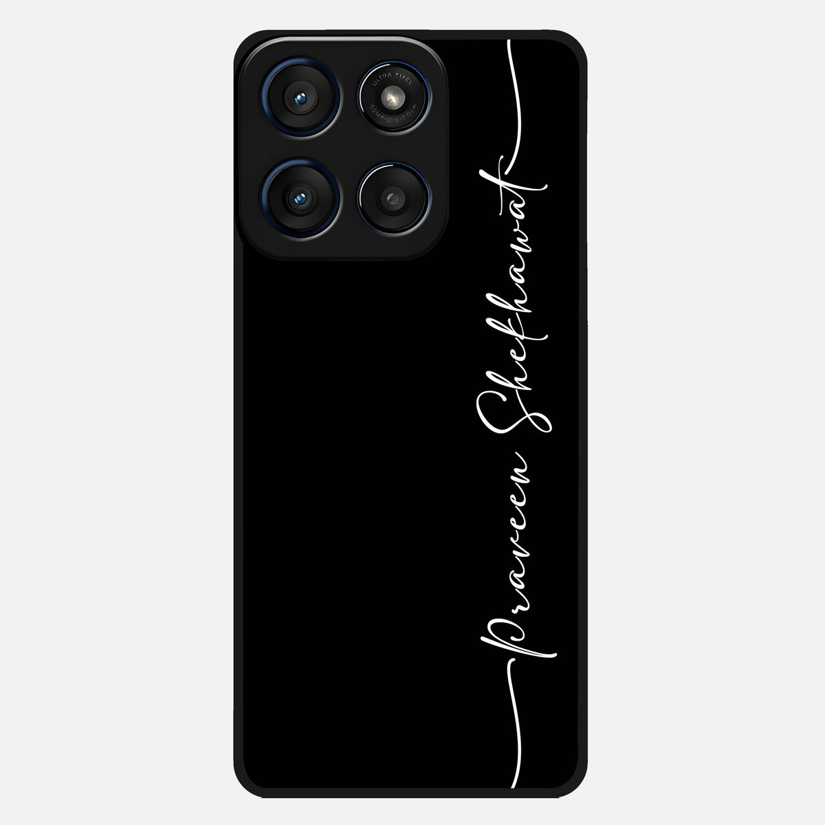  Black Tune Custom Name Glass Case For Moto Edge 60 back cover – full design glossy printed glass finish