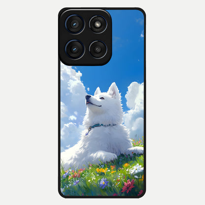 Blissful Cloud Pup Glass Case For Moto Edge 60 back cover – full design glossy printed glass finish