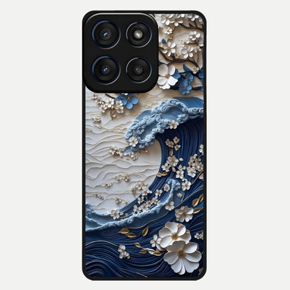  Blossom Wave Art Glass Case For Moto Edge 60 back cover – full design glossy printed glass finish