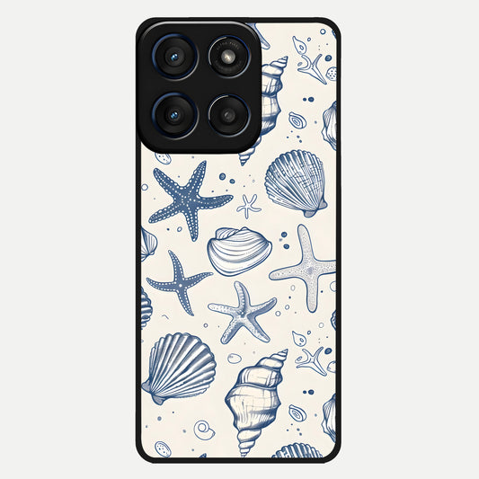  Blue Ocean Outline Glass Case For Moto Edge 60 back cover – full design glossy printed glass finish