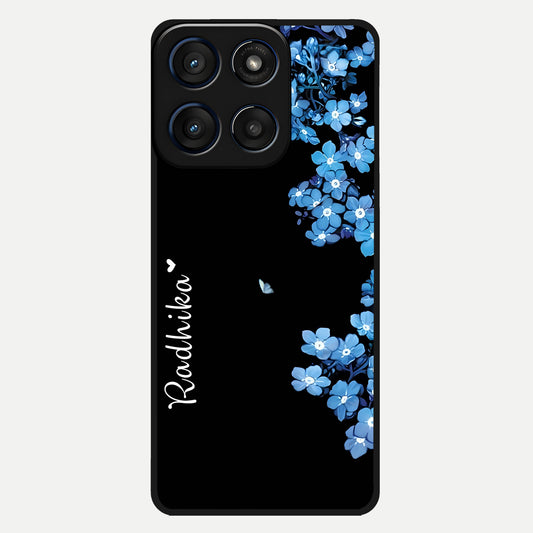  Blue Petal Dream Custom Name Glass Case For Moto Edge 60 back cover – full design glossy printed glass finish
