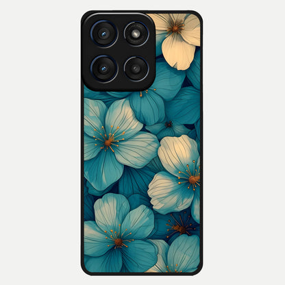  Blue Shade Floral Glass Case For Moto Edge 60 back cover – full design glossy printed glass finish