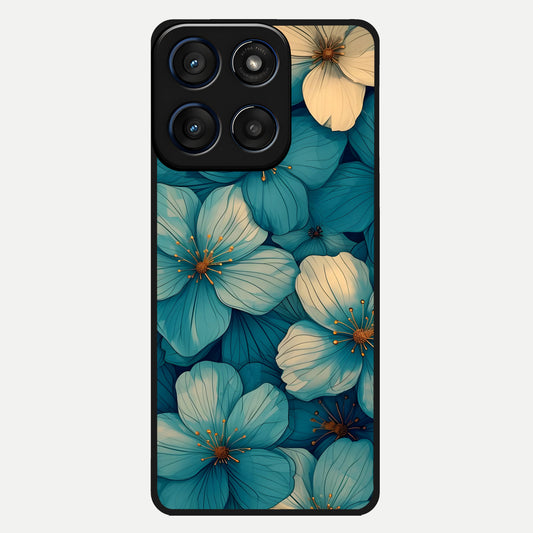  Blue Shade Floral Glass Case For Moto Edge 60 back cover – full design glossy printed glass finish