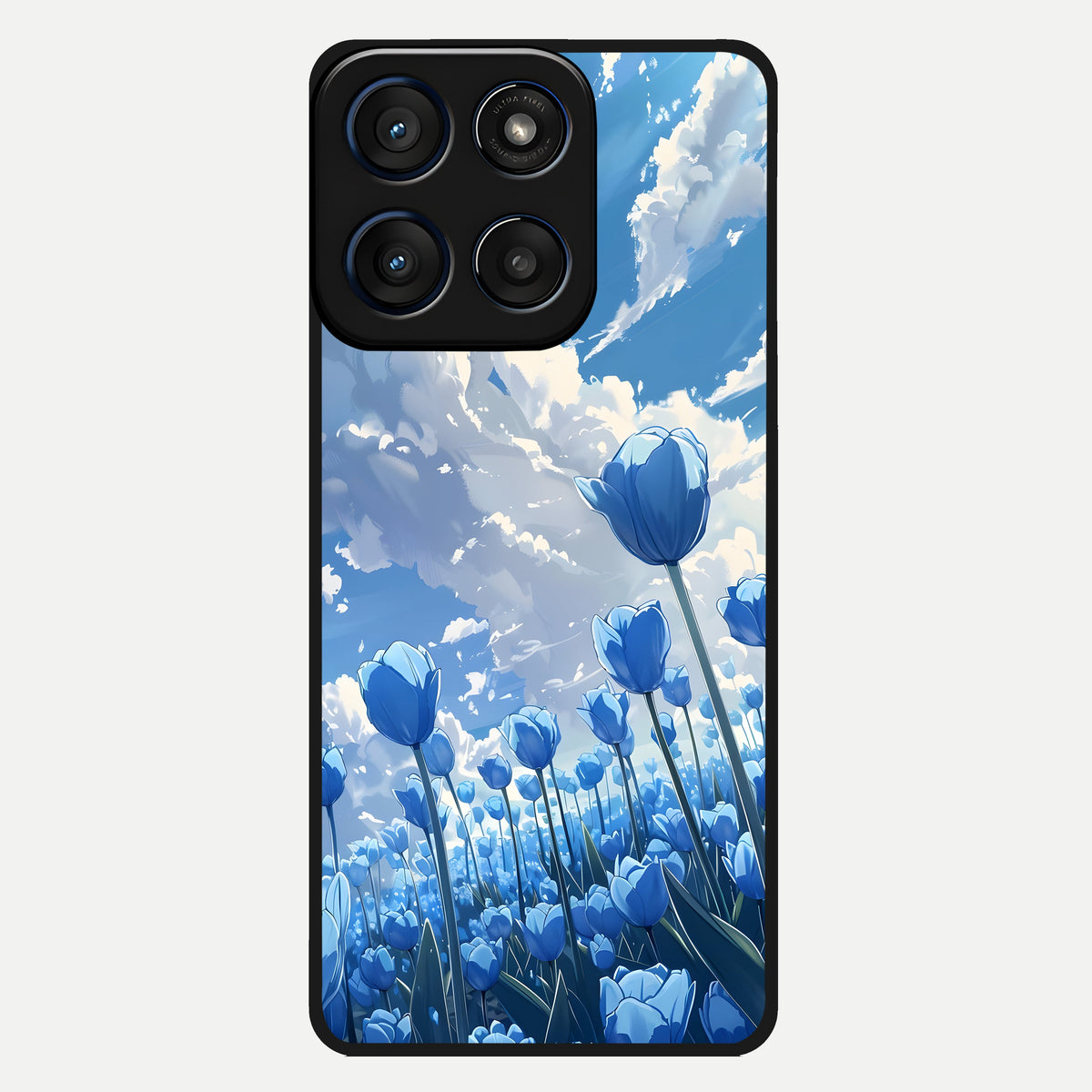  Blue Tulip Clouds Glass Case For Moto Edge 60 back cover – full design glossy printed glass finish
