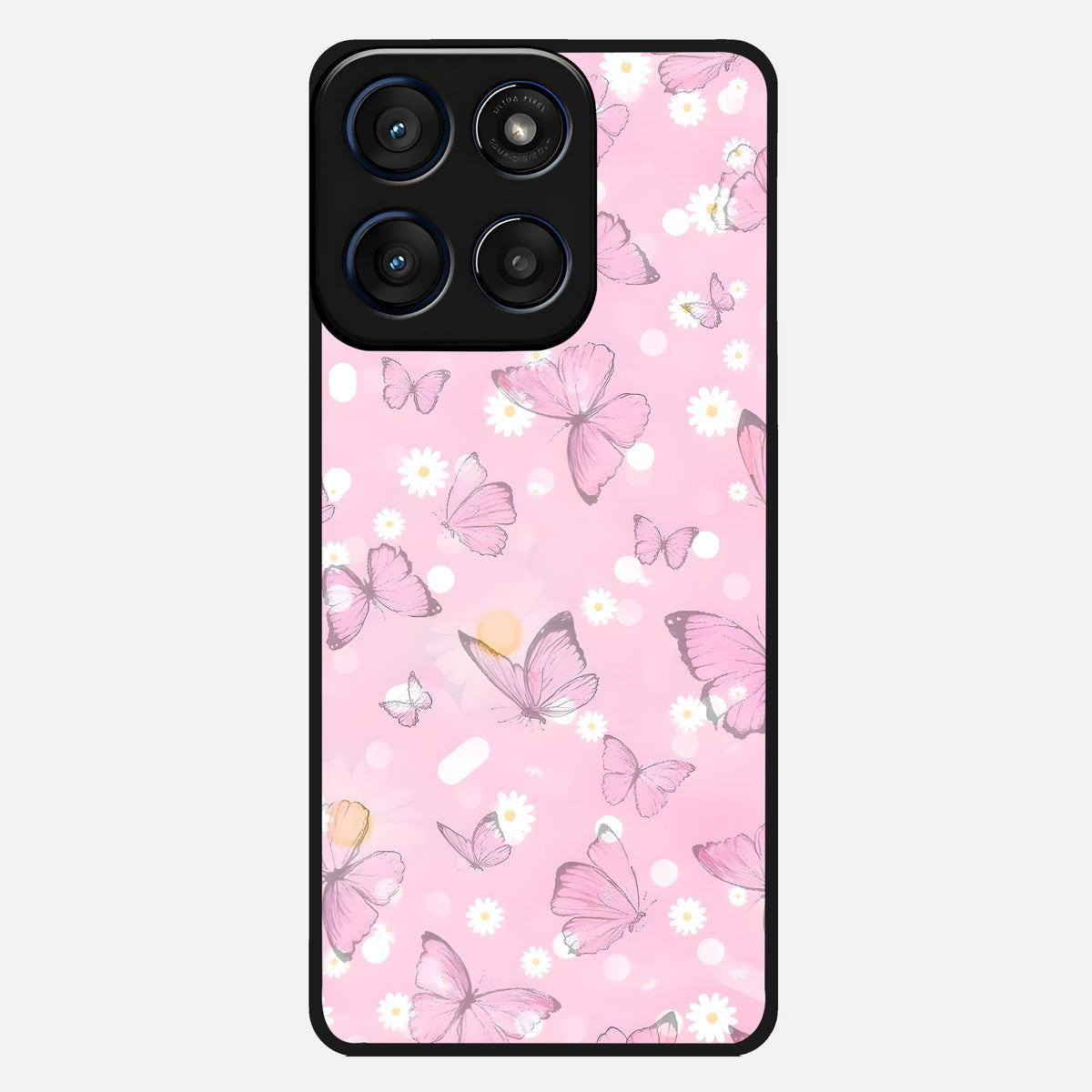  Blush Butterfly Garden Glass Case For Moto Edge 60 back cover – full design glossy printed glass finish