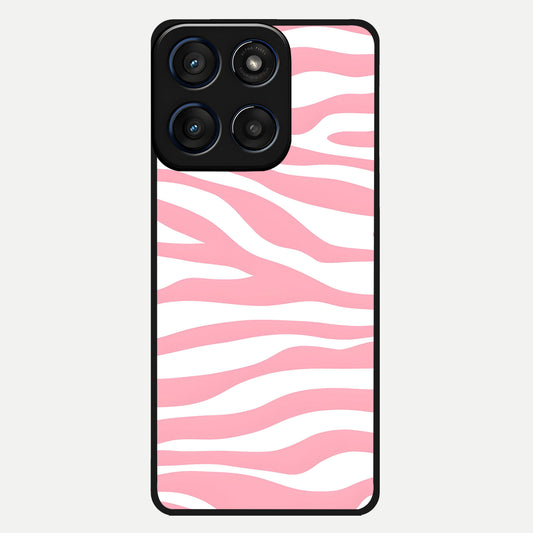  Blush Zebra Flow Glass Case For Moto Edge 60 back cover – full design glossy printed glass finish
