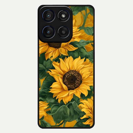  Bright Sunflower Bloom Glass Case For Moto Edge 60 back cover – full design glossy printed glass finish