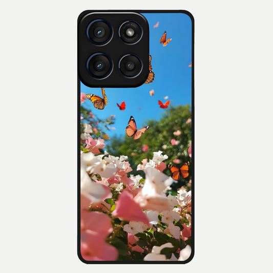  Butterflies In Bloom Sky Glass Case For Moto Edge 60 back cover – full design glossy printed glass finish
