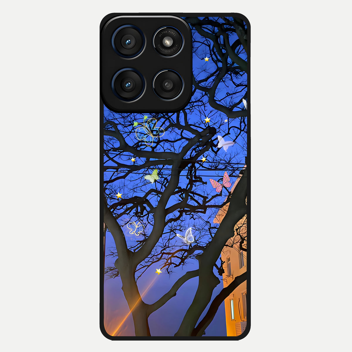  Butterfly Night Magic Glass Case For Moto Edge 60 back cover – full design glossy printed glass finish