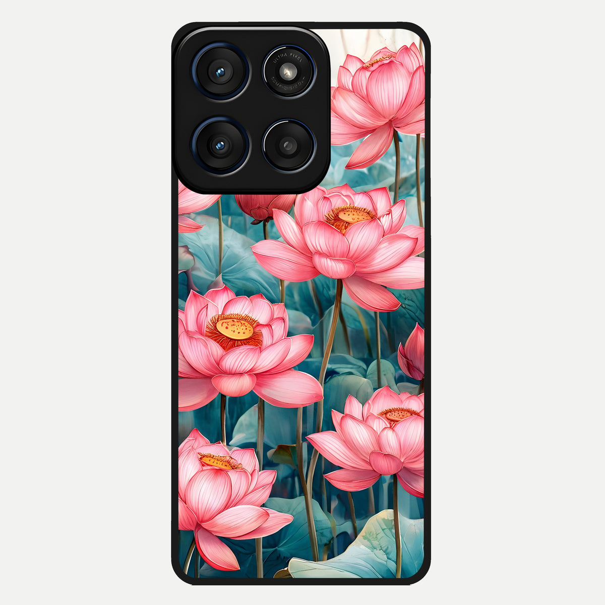  Celestial Pink Lotus Glass Case For Moto Edge 60 back cover – full design glossy printed glass finish