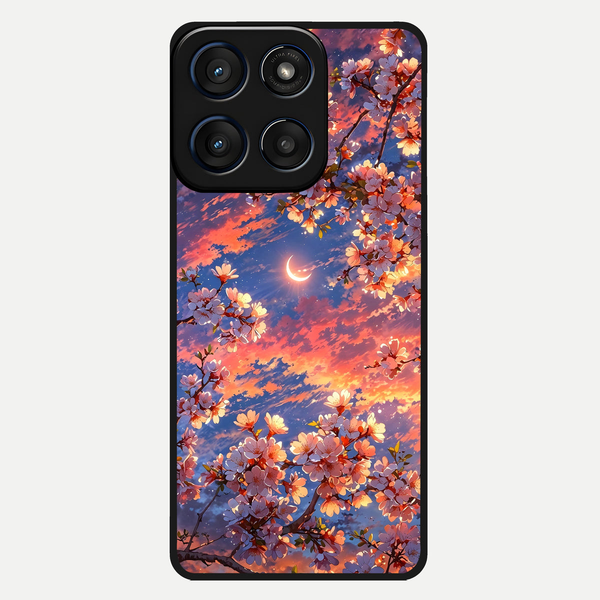  Celestial Sakura Sunset Glass Case For Moto Edge 60 back cover – full design glossy printed glass finish