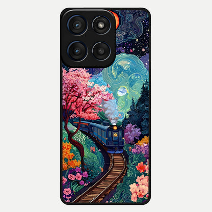  Celestial Train Journey Glass Case For Moto Edge 60 back cover – full design glossy printed glass finish