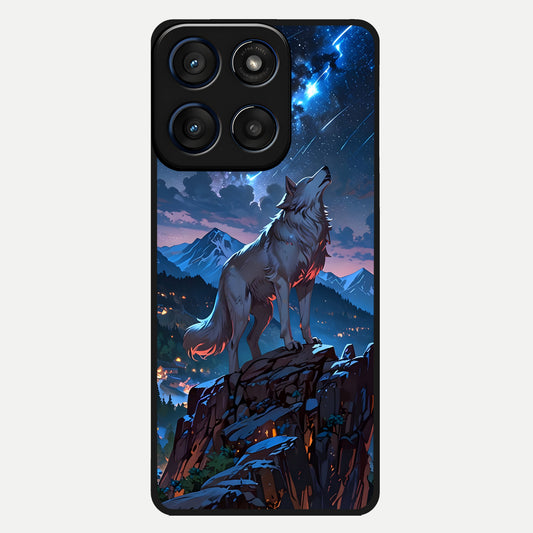  Celestial Wolf Howl Glass Case For Moto Edge 60 back cover – full design glossy printed glass finish