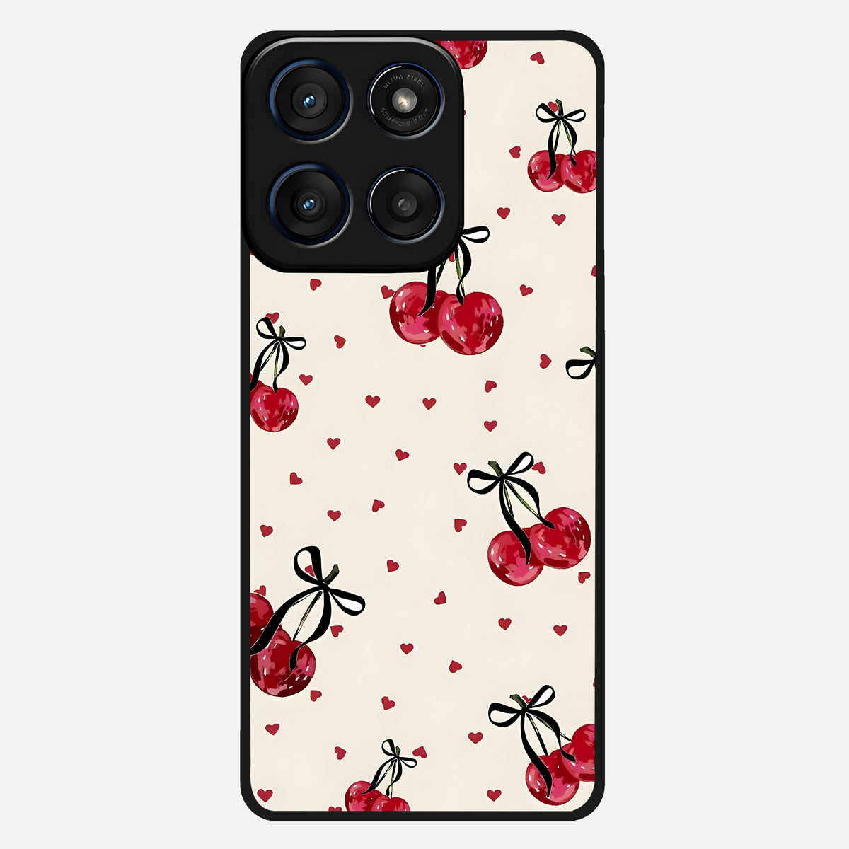  Cherry Heart Bow Glass Case For Moto Edge 60 back cover – full design glossy printed glass finish