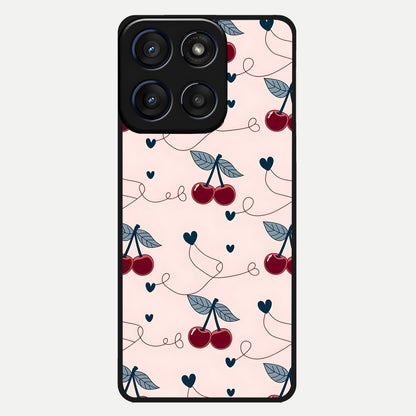  Cherry Heart Line Glass Case For Moto Edge 60 back cover – full design glossy printed glass finish